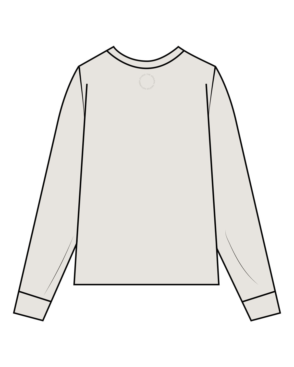 The Womens Heavyweight Long Sleeve - Washed Bone - Onyx Fit - Right Sleeve & Back Neckline - Tone on Tone