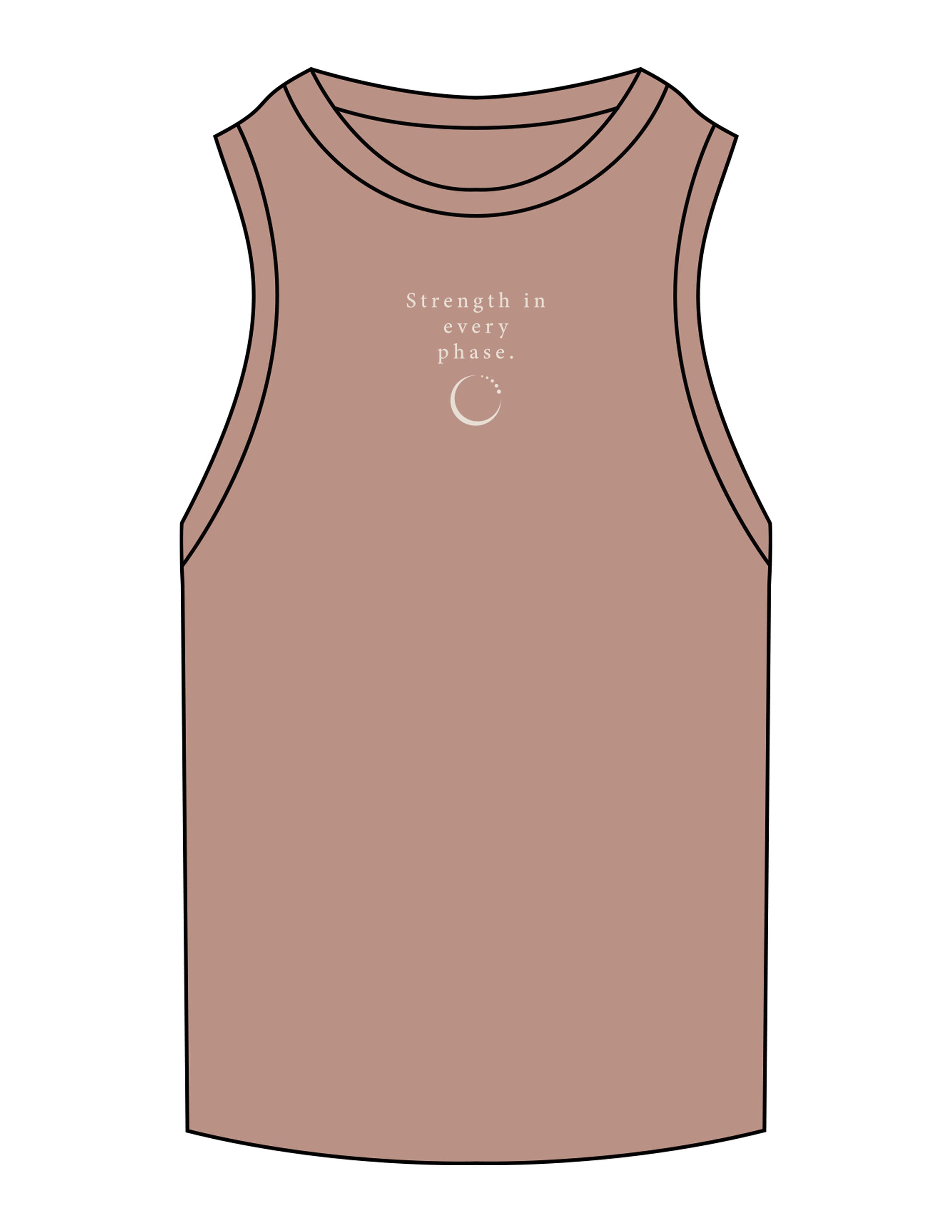 The Ribbed Full Length Tank - Clay - Core Crown Point - Center Chest Stacked - Embroidered - Bone