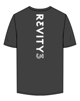The Mens Tee - Charcoal - REVITY3 - Left Chest & Back Spine - White