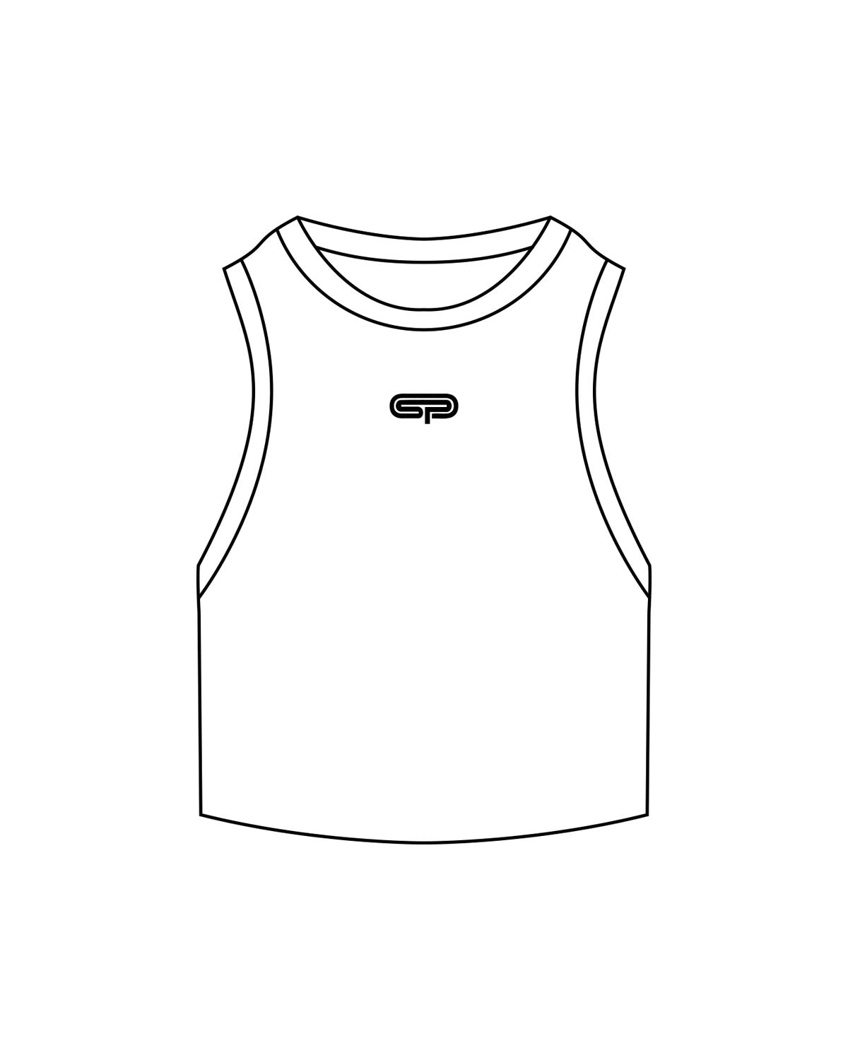 The Ribbed Crop Tank - White  - Studio Physique - Center Chest - Embroidered - Black