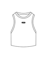 The Ribbed Crop Tank - White  - Studio Physique - Center Chest - Embroidered - Black