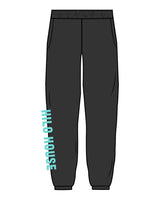 The Mens Sweatpants - Washed Black - HiLo - Right Bottom Leg - Printed - Aqua
