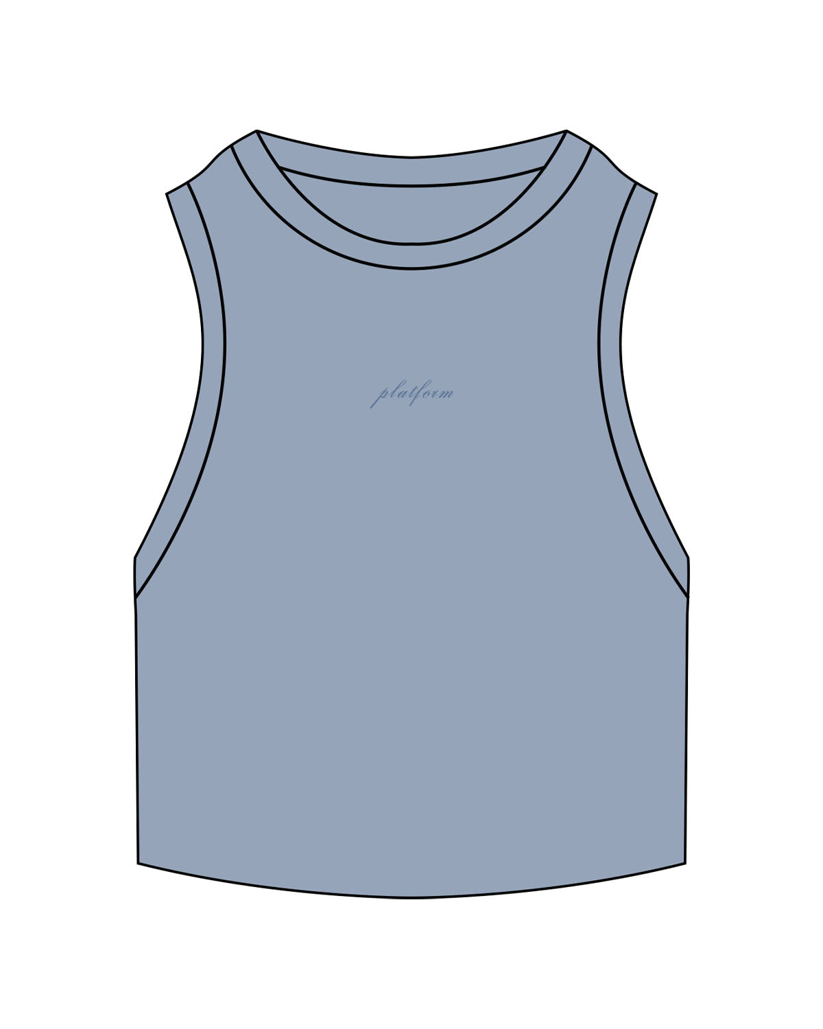 The Ribbed Crop Tank - Powder - PLATFORM - Center Chest - "Platform" Logo - Embroidered - Tone on Tone