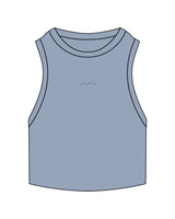 The Ribbed Crop Tank - Powder - PLATFORM - Center Chest - "Platform" Logo - Embroidered - Tone on Tone