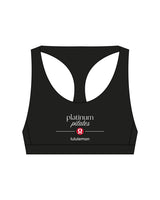 The Racer Bra - Black - Platinum Pilates - Center Chest Stacked - Printed - Full Color