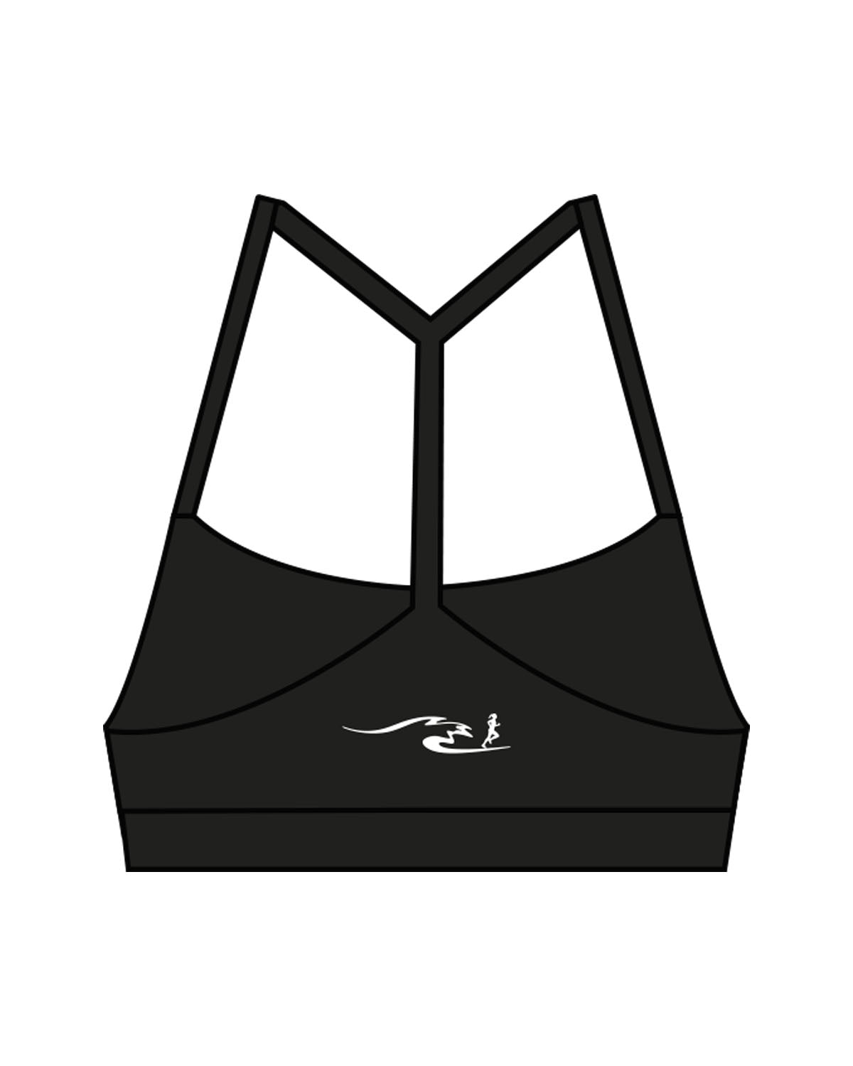 The Basic Bra - Black - East Coast Performace Running - Chest Stacked - Back Waistline - Printed - White