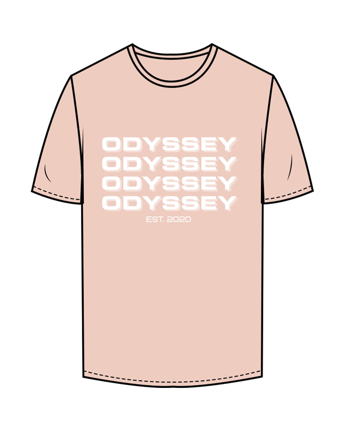 The Mens Tee - Pale Pink - Odyssey Performance - Center Chest Stacked - "EST 2020" - Printed  - White