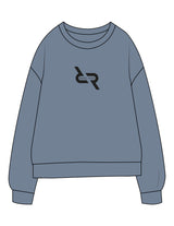 The Midweight Unisex Crewneck - Washed Slate - Rebel Ride - Center Chest Logo - Printed - Black