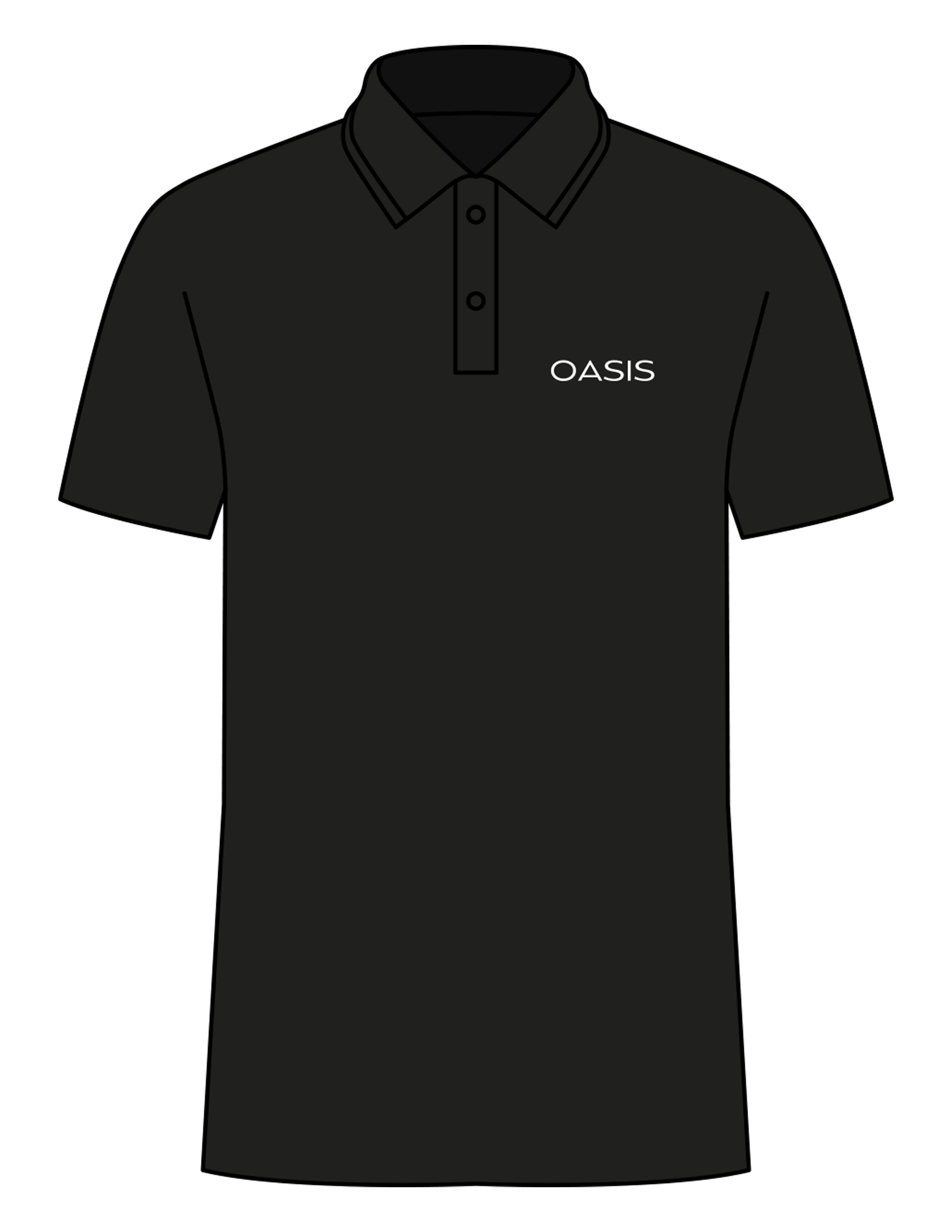 The Mens Polo - Black - OCWC - Left Chest "OASIS" - Printed - White