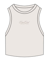 The Ribbed Crop Tank - Bone - Dr Courtney - Center Chest Stacked - Embroidered - Tone on Tone