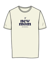 The Womens Tee - Butter - New Mom School - Center Chest Stacked - Printed - Navy