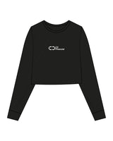 The Crop Long Sleeve - Black - C2 Financial - Center Chest Stacked - Printed - White