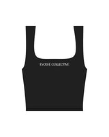 The Square Neck Tank - Black - Evolve Collective - Center Chest - Printed - White