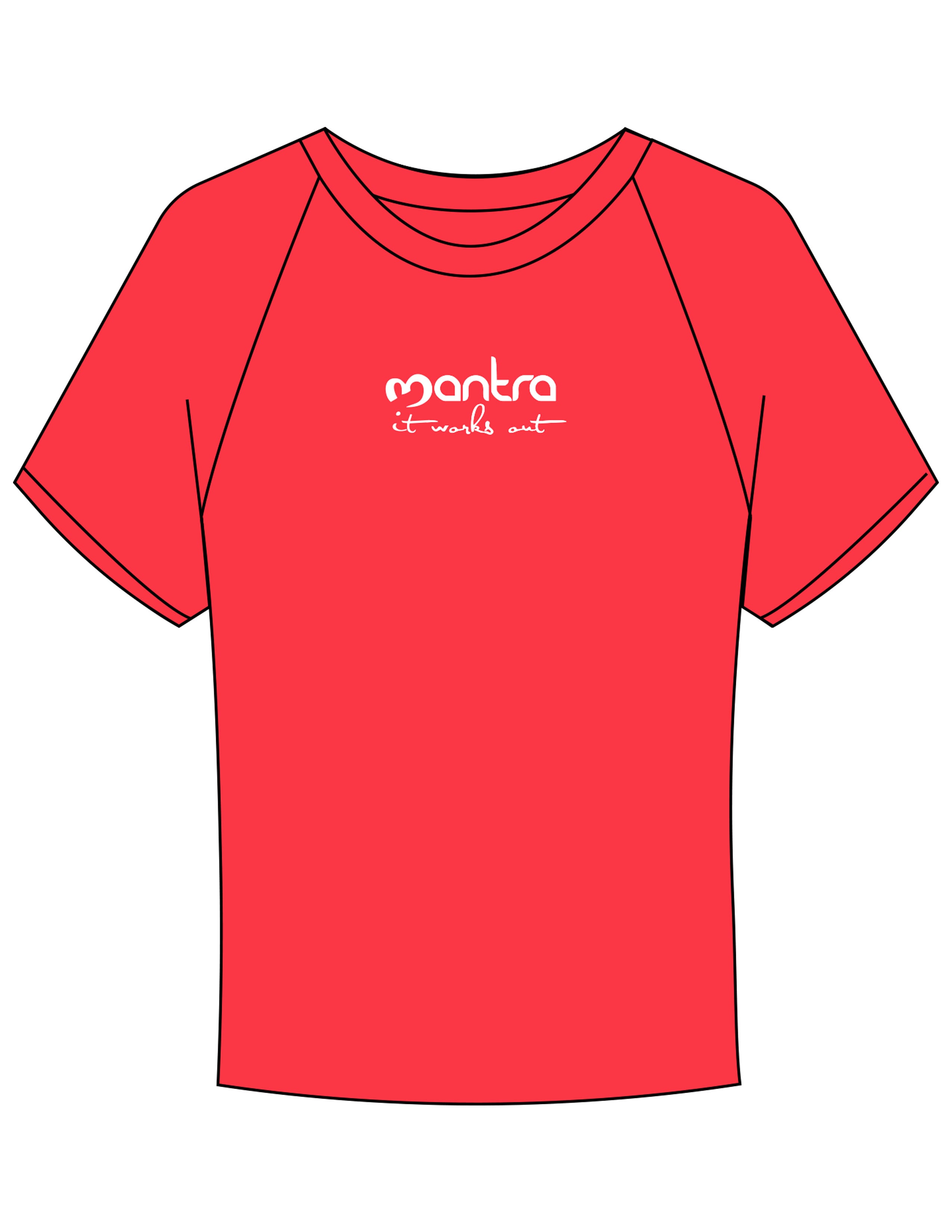 The Micro Rib Baby Tee - Red - Mantra - Center Chest Stacked - Printed - White