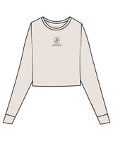 The Micro Rib Crop Long Sleeve - Natural - Onyx & Ivory - Chest Stacked - Printed - Black