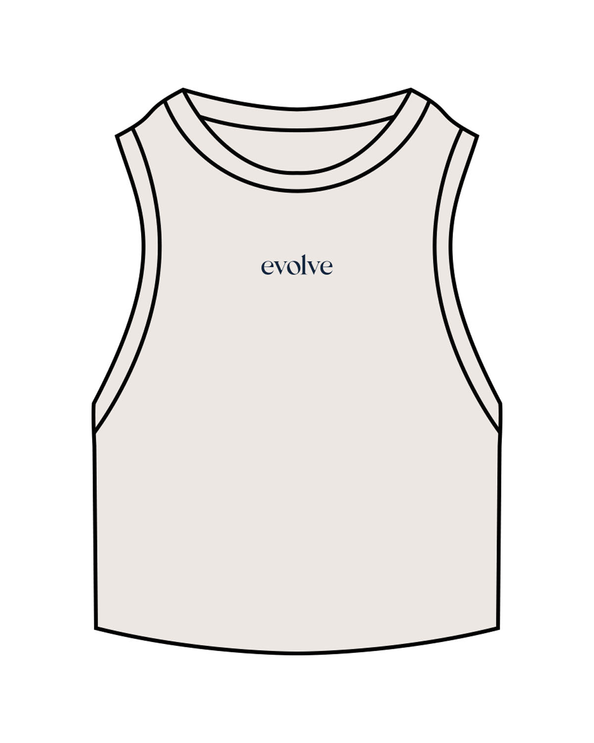 The Ribbed Crop Tank - Bone - Evolve Lagree - Center Chest - Embroidered - Navy
