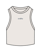 The Ribbed Crop Tank - Bone - Evolve Lagree - Center Chest - Embroidered - Navy