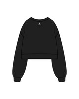 The Womens Crop Crewneck - Black - Reform Fitness - Left Chest & Back Center Neckline - White