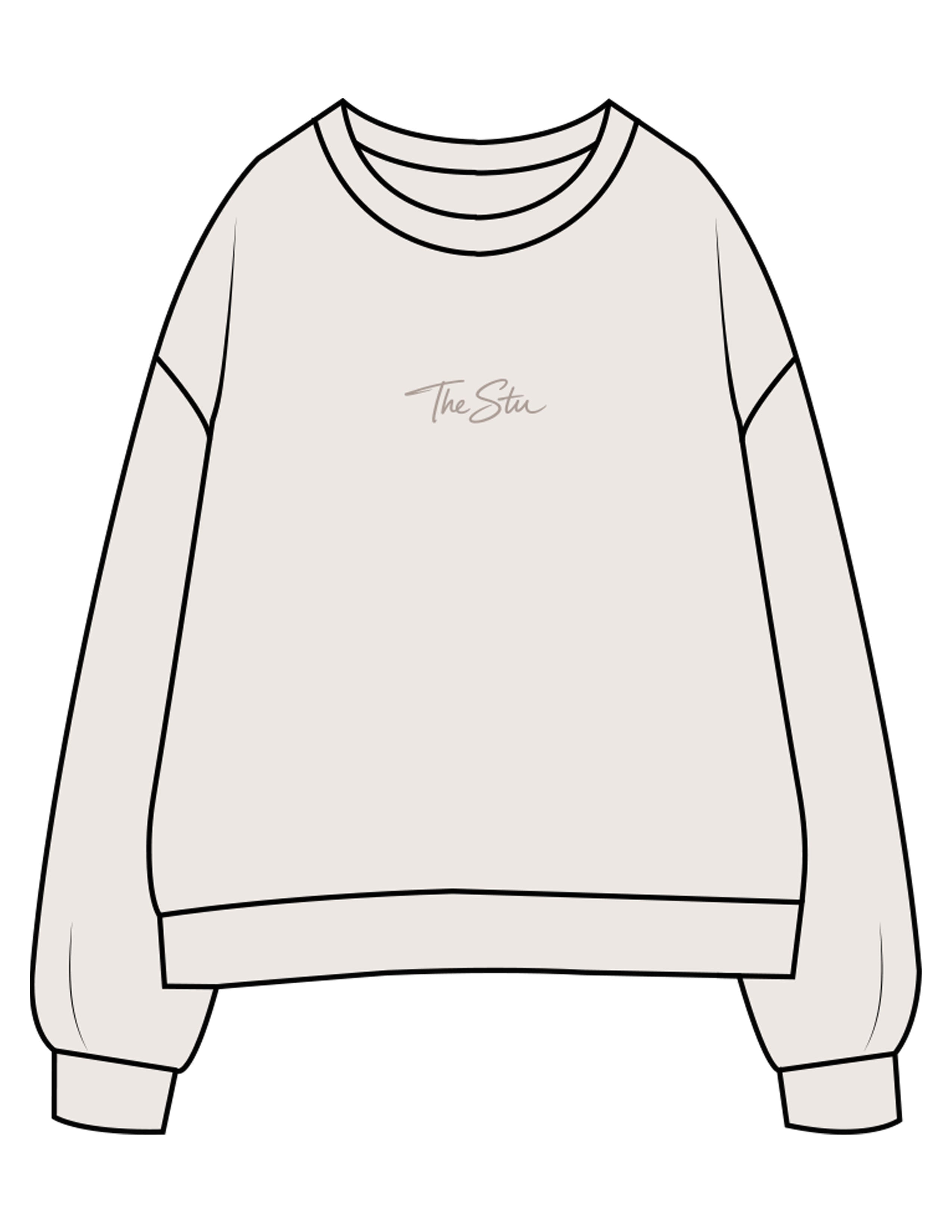 The Mens Crewneck - Bone - The Stu - Center Chest - EMB - Tone on Tone