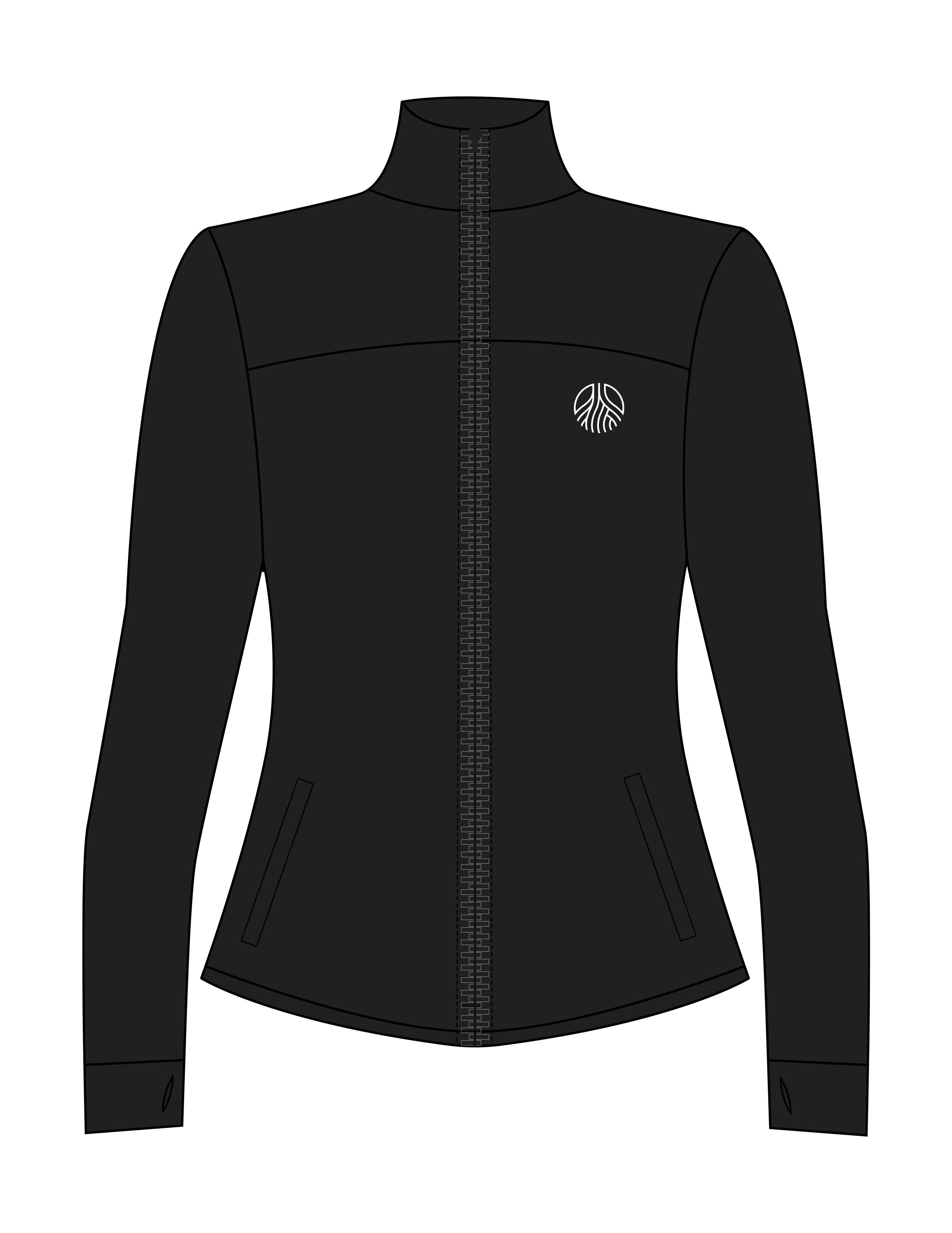 The Womens Zip Jacket - Black - Sultivate - Left Chest Icon - Printed - White