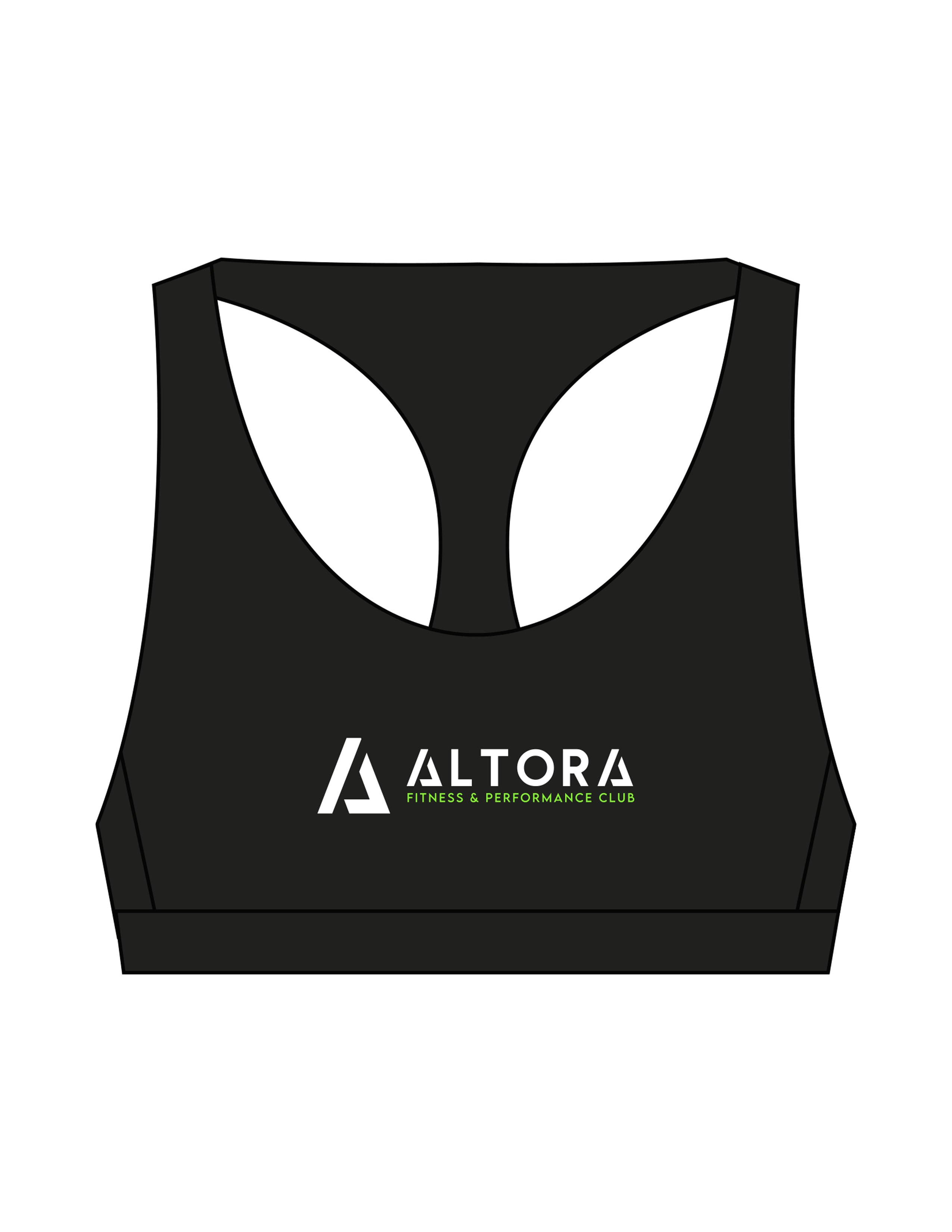 The Racer Bra - Black - ALTORA - Center Chest & Back Icon - Printed - Full Color