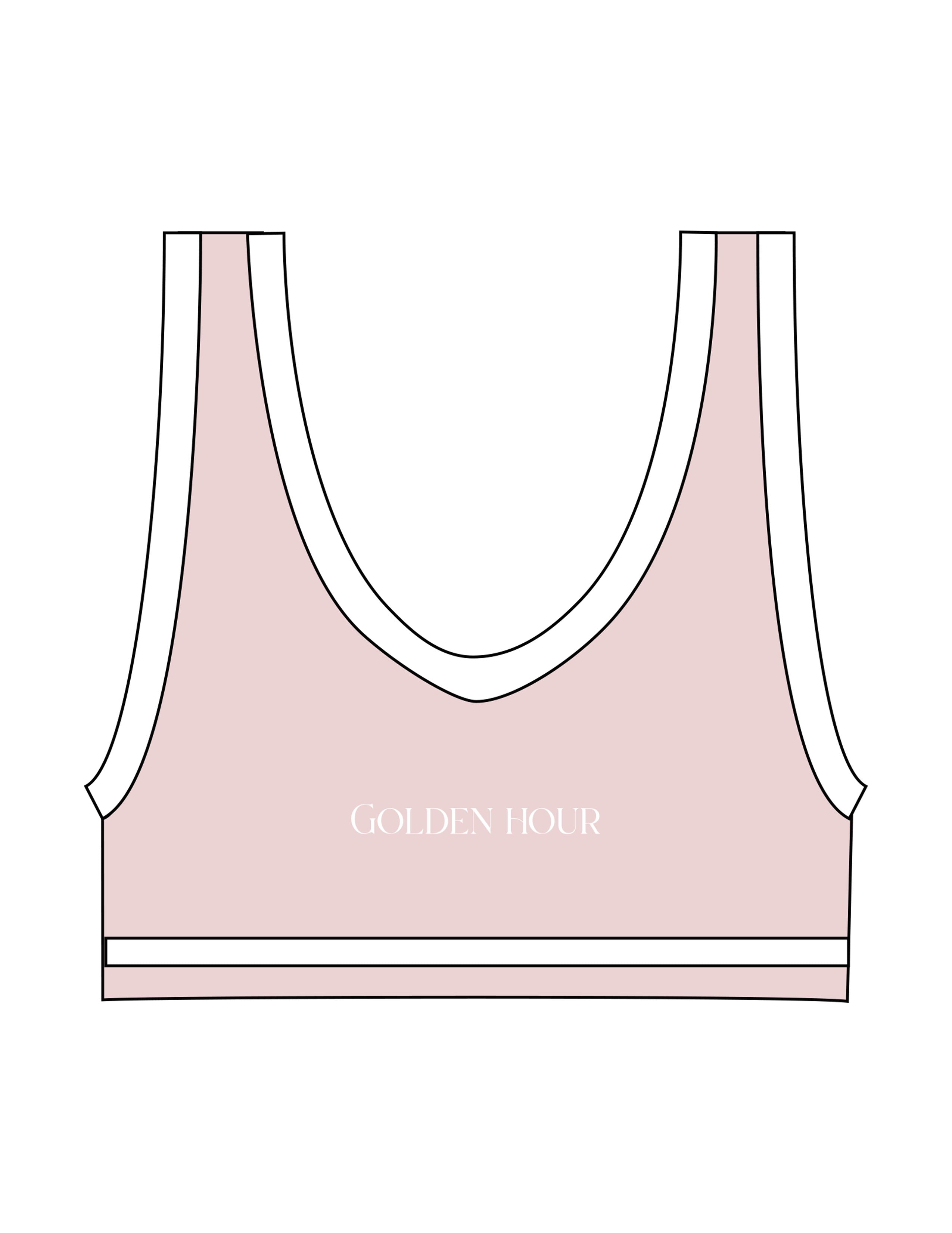 The Piped Bra - Pink - Golden Hour - Center Back - Printed - White