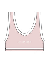 The Piped Bra - Pink - Golden Hour - Center Back - Printed - White
