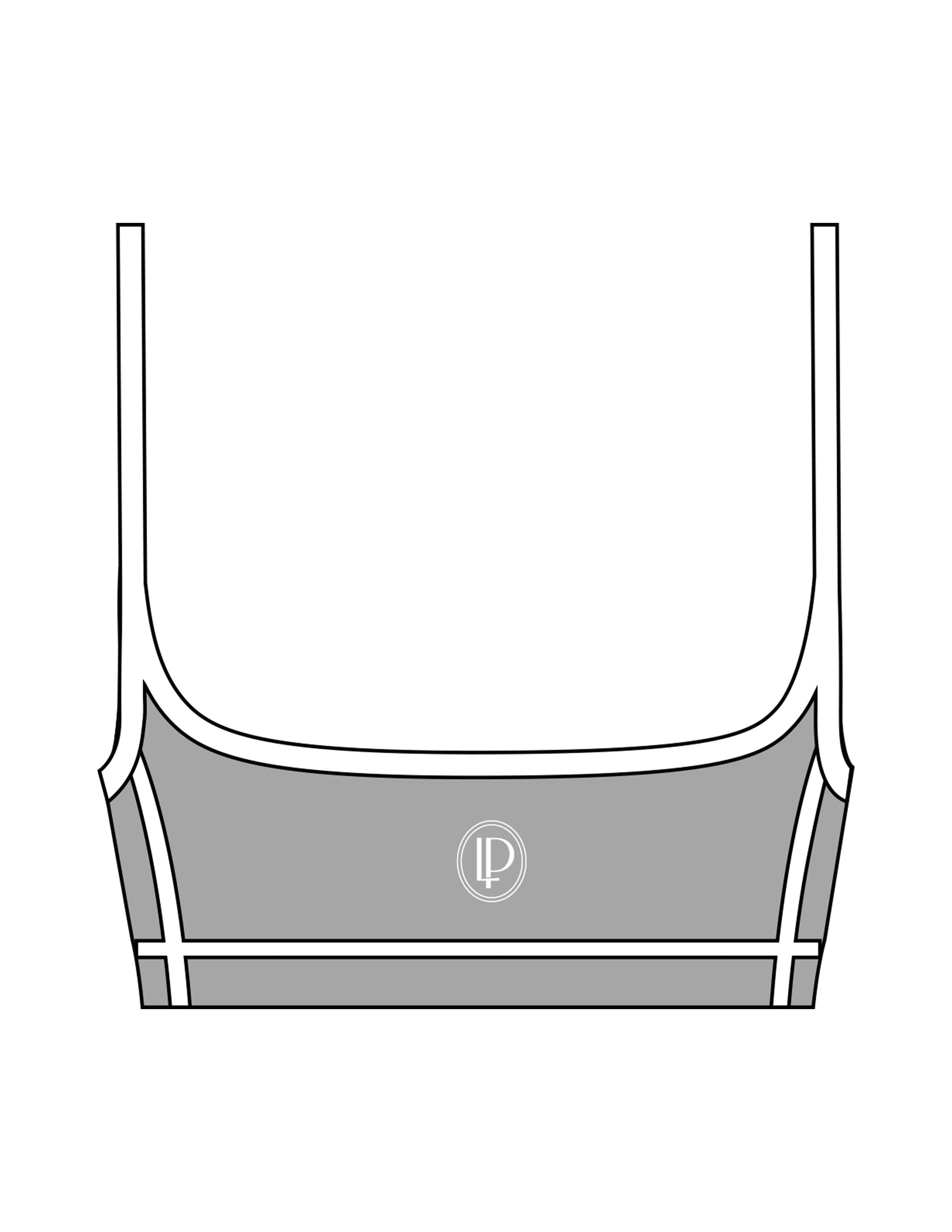 The Piped Scoop Sports Bra - Gray - Lucky Penny - Center Back - Printed - White