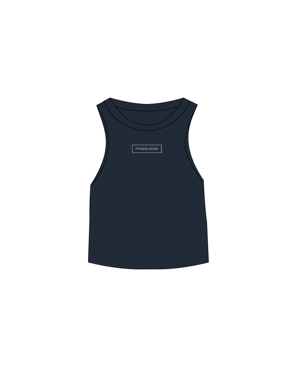 The Micro Rib Racer Crop - Navy - Fitness Nook - Chest - Printed  - White