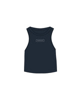 The Micro Rib Racer Crop - Navy - Fitness Nook - Chest - Printed  - White