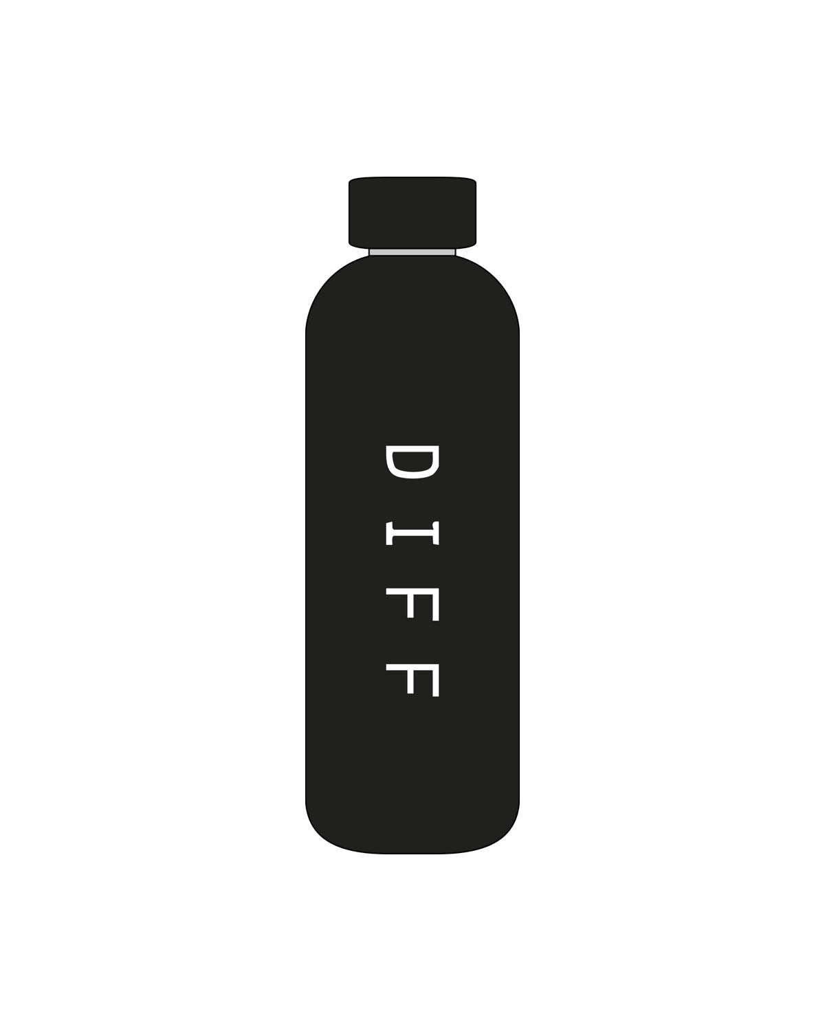 The Water Bottle - Black - DiffEyewear - Center DIFF - Printed - White