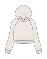 The Womens Crop Hoodie - Bone - Ignite Barre & Fitness - Left Chest Stacked - Embroidered - White