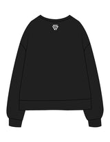 The Recycled Unisex Crewneck - Black - LVL - Center Chest & Back Neckline Icon - Printed - White