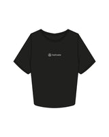 The Crop Tee - Black - Sultivate - Center Chest Logo - Printed - White