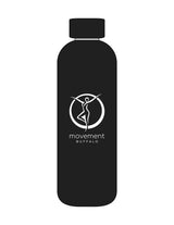 The Water Bottle - Black - Movement Pilates Buffalo - Center Body Stacked - Printed - White