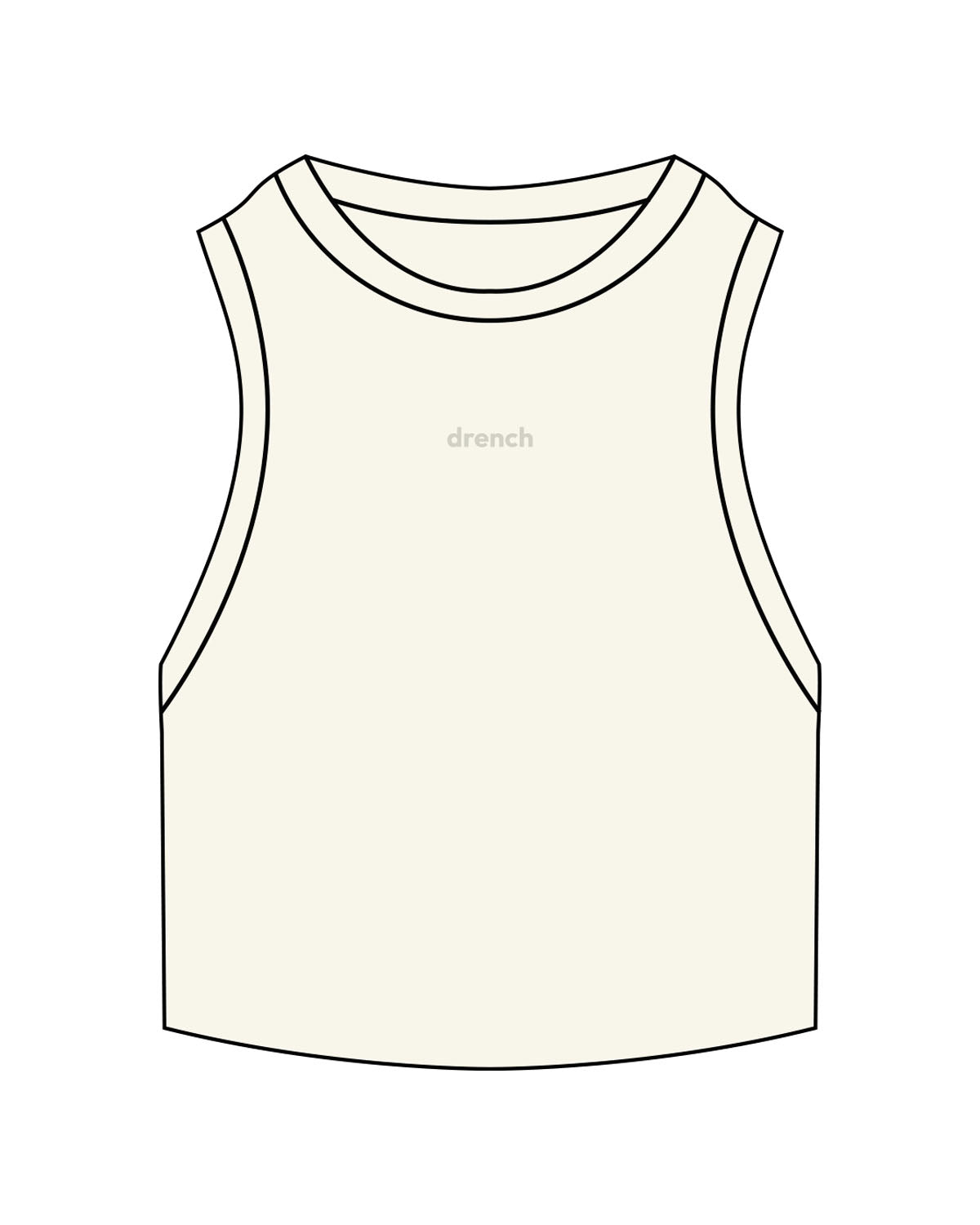 The Ribbed Crop Tank - Off White - Drench - Center Chest - Embroidered - Tone on Tone