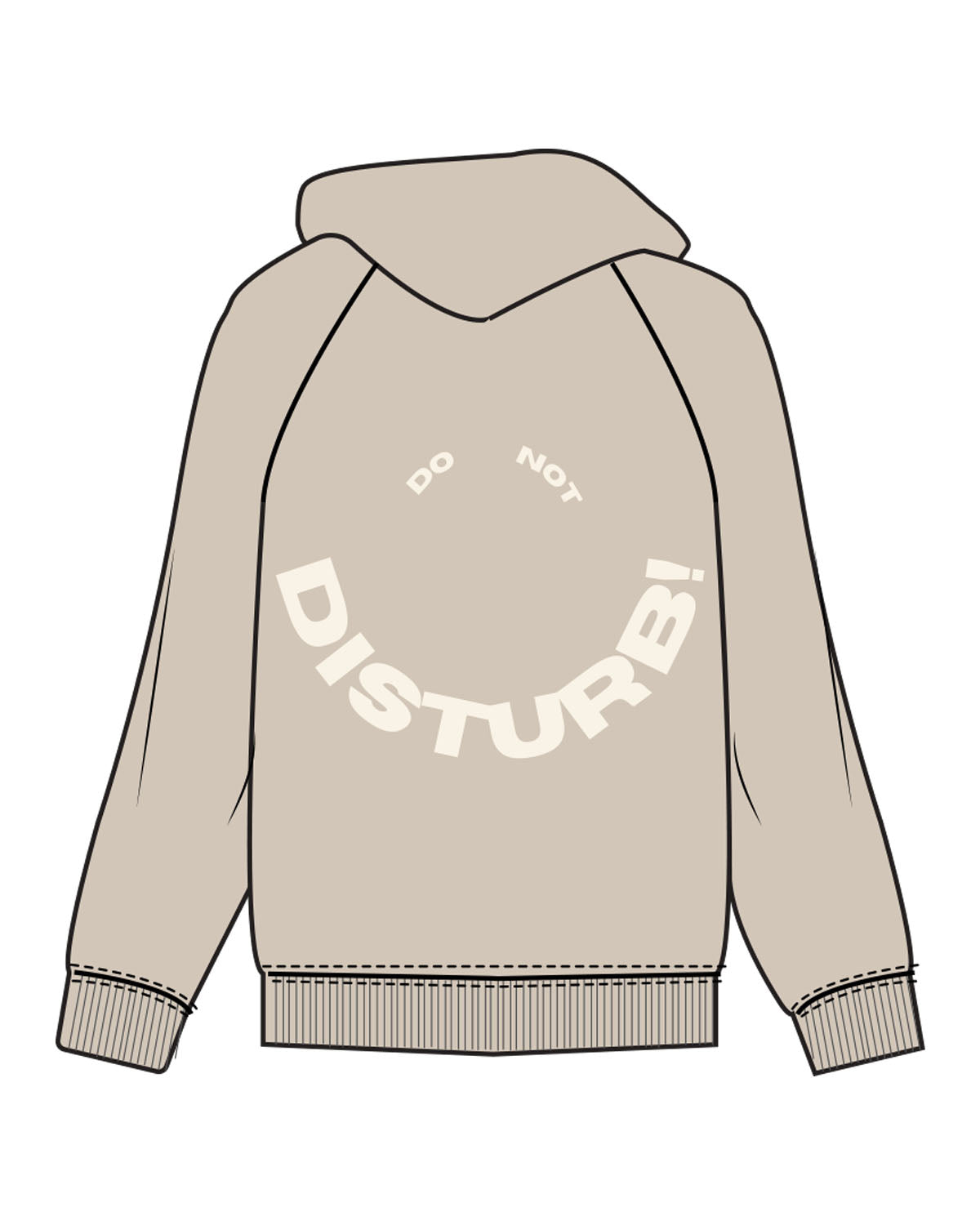 The Mens Hoodie - Washed Taupe - Renew - Center Chest Stacked & Back Half Round - Cream