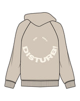 The Mens Hoodie - Washed Taupe - Renew - Center Chest Stacked & Back Half Round - Cream