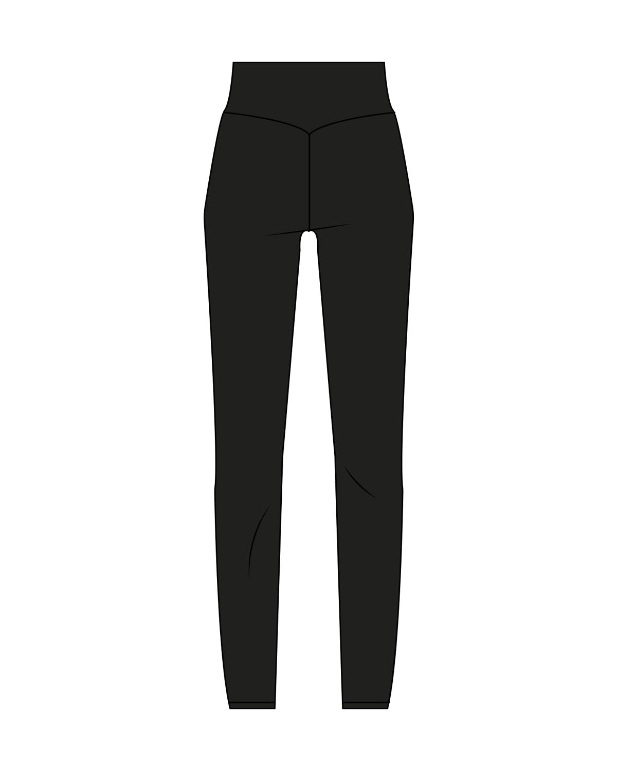 The Basic Legging - Black - Reform Fitness - Right Leg Side - Printed - White