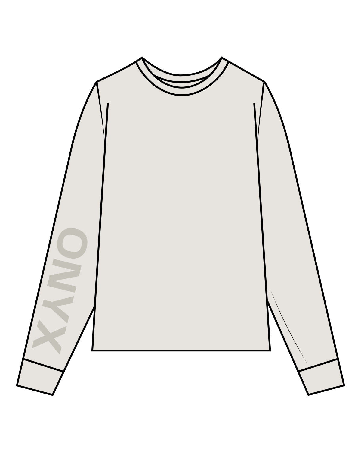 The Womens Heavyweight Long Sleeve - Washed Bone - Onyx Fit - Right Sleeve & Back Neckline - Tone on Tone