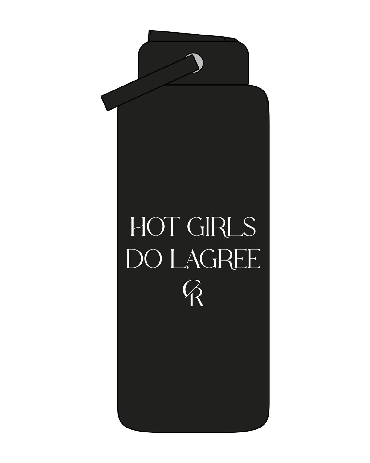 THE WIDE MOUTH WATER BOTTLE - Black - CORE REFORM - Center Body "Hot Girls"- White