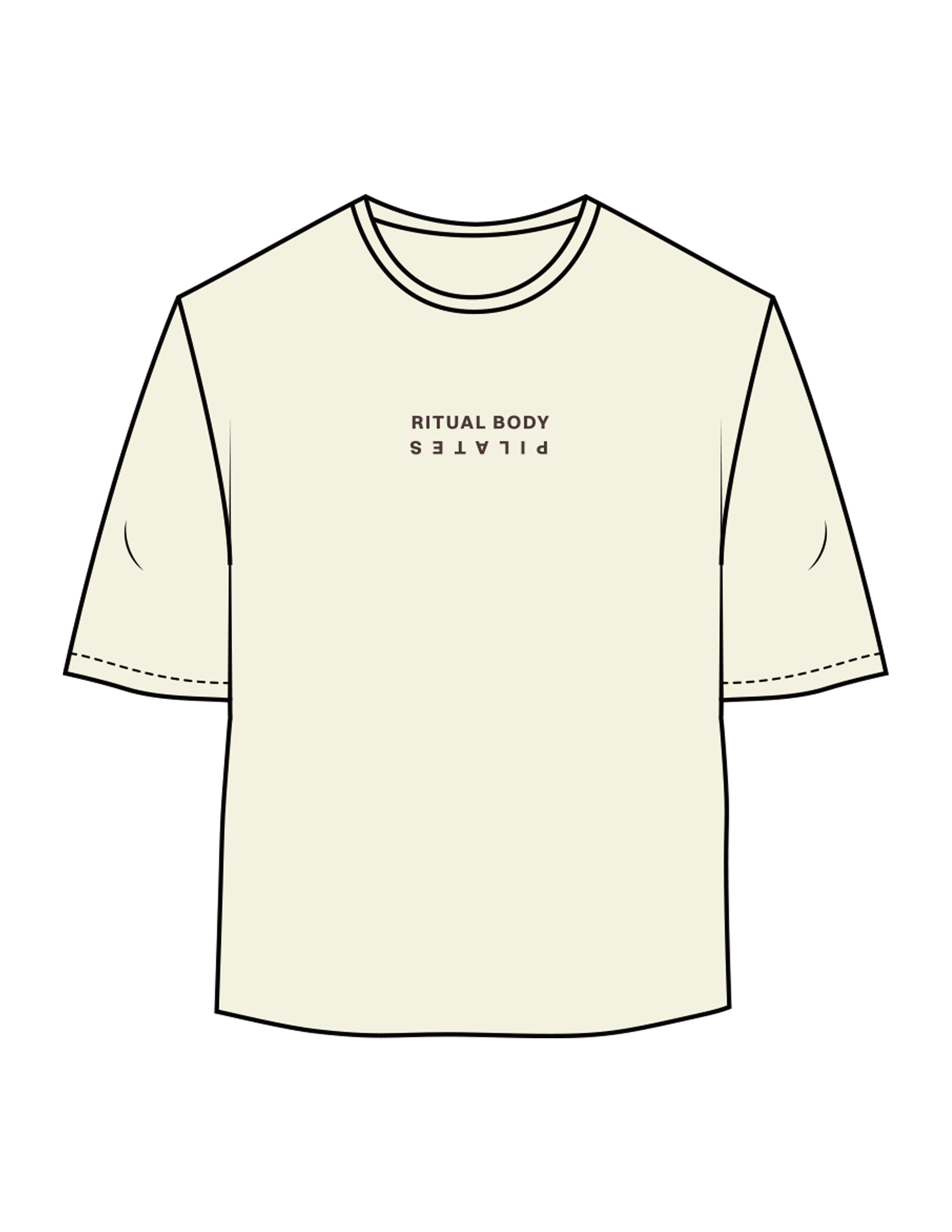 The Oversized Crop Tee - Butter - Ritual Body - Center Chest Inverted & Back Script - Printed - Brown