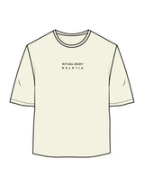 The Oversized Crop Tee - Butter - Ritual Body - Center Chest Inverted & Back Script - Printed - Brown