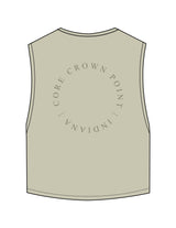 The Crop Muscle Tank - Pistachio - Core Crown Point - Left Chest Arc & Back Round - Printed - Tone on Tone