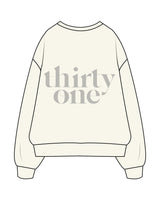 The Womens Heavyweight Crewneck - Off White - 31Theraphy - Center Chest Stacked - Tone on Tone