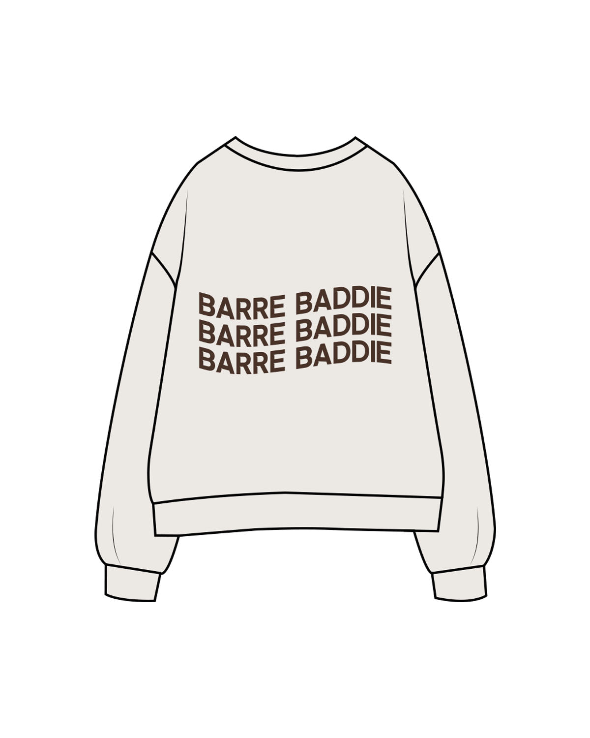 The Womens Crewneck - Bone - Karve - Left Chest & Center Back - Printed - Brown