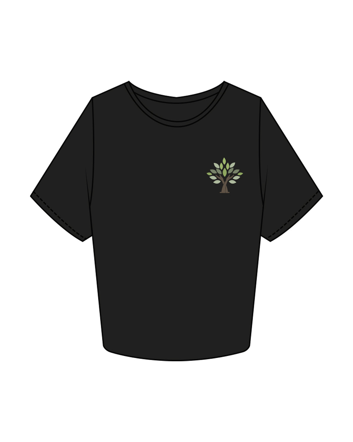 The Crop Tee - Black - Goodlife Chiropractic - Left Chest & Center Back Stacked - Full Color