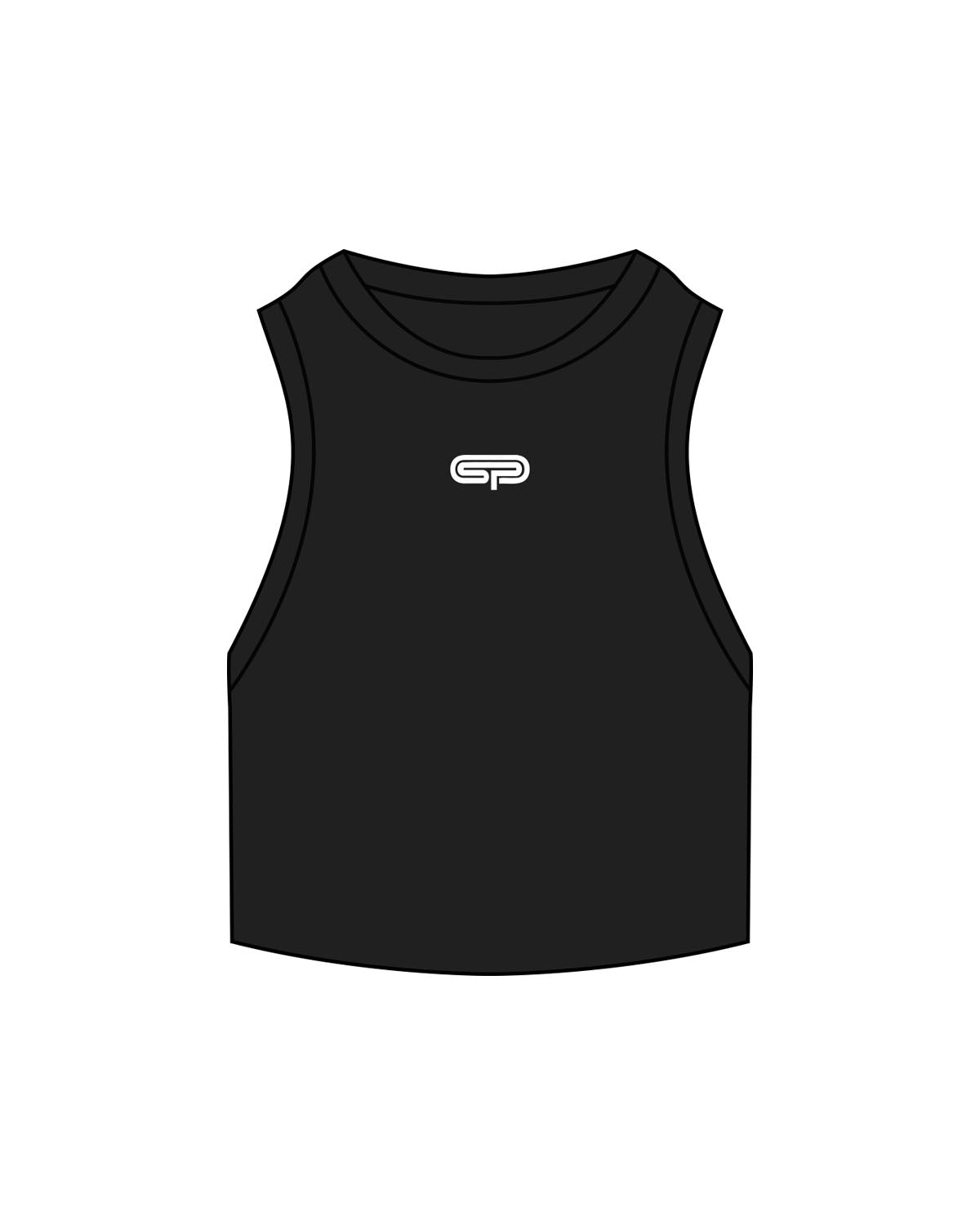 The Ribbed Crop Tank - Black - Studio Physique - Center Chest - Embroidered - White