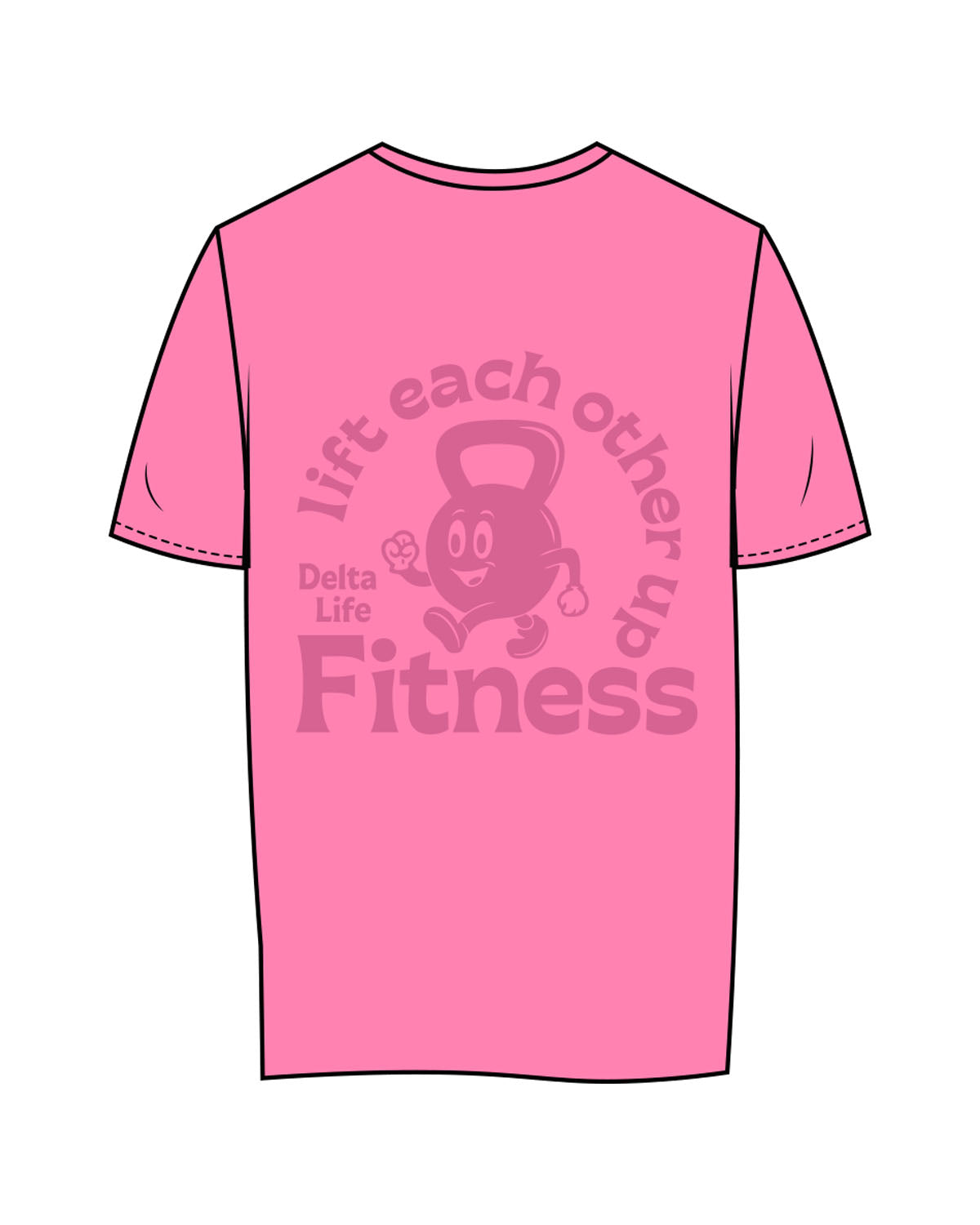 The Womens Tee - Hot Pink - Delta Fitness - Left Chest & Back Stacked - Printed - Tone on Tone