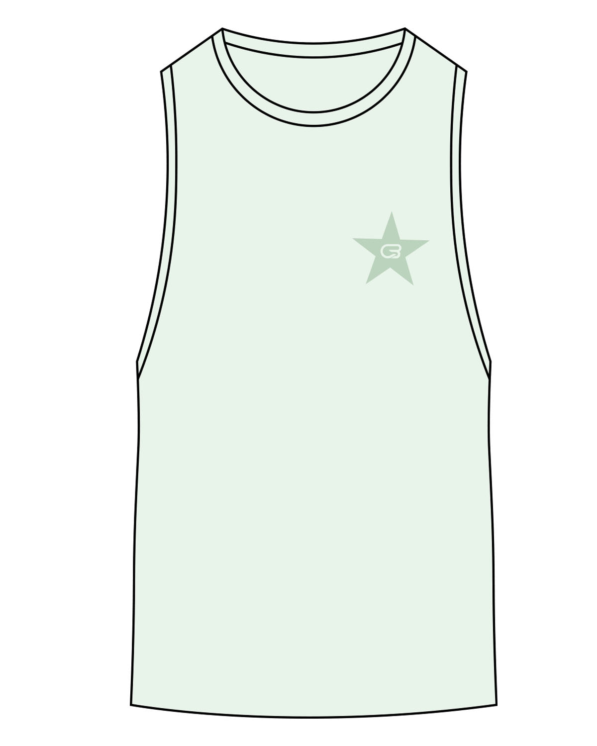 The Scoop Muscle Tank - Mint - Cyclebar - Left Chest Star & Back Stacked - Printed - Tone on Tone